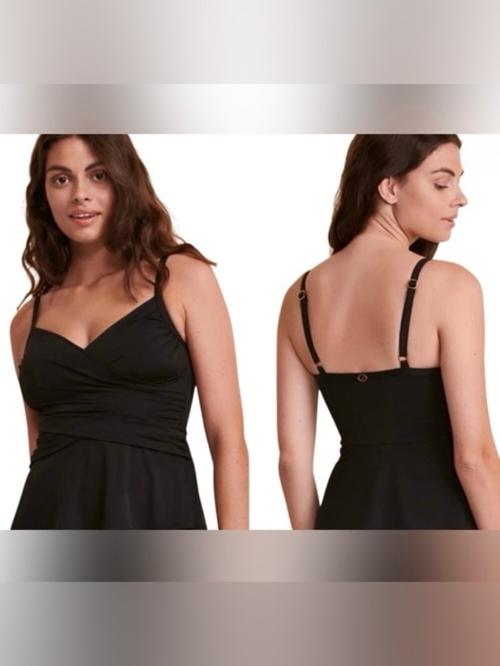 Jantzen Black Peplum Tankini Size 14